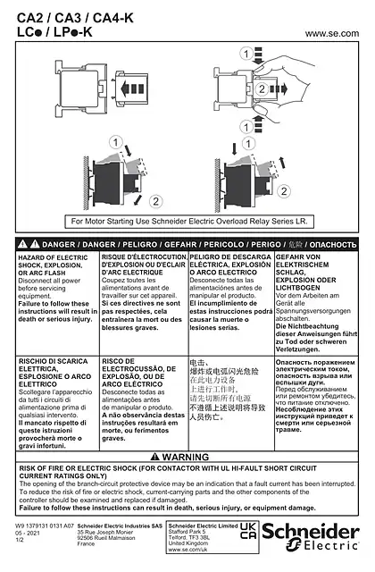 schneider施耐德CA2_CA3_CA4_LC._LP.-K Add-on contact blocks and surge supressor - 说明页